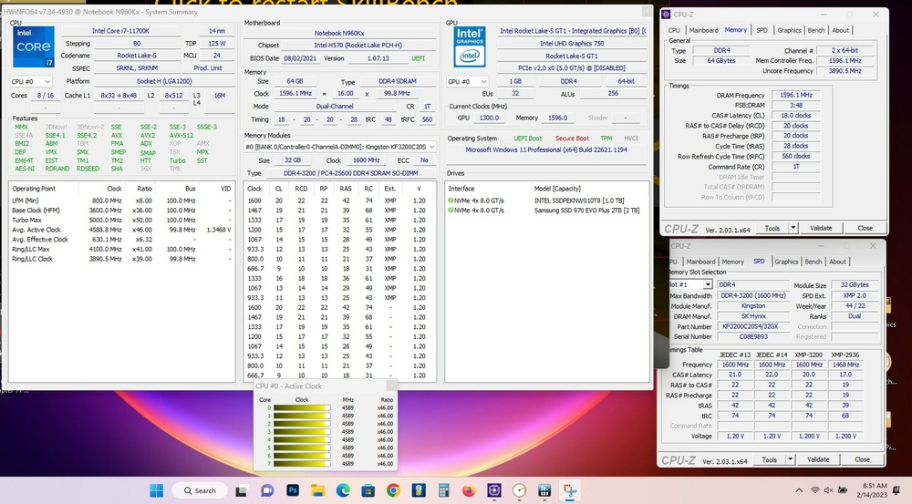 Kingston FURY SODIMM 3200MHz CL18 overclock_HWinfo64 and CPUz.jpg