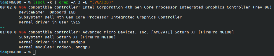 With Switchable Graphics enabled in the BIOS menu. Both iGPU (Intel) and dGPU (ATI/AMD) are visible